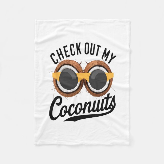 Check Out My Coconuts Funny Tropical Beach Humor N Fleecedecke (Vorderseite)