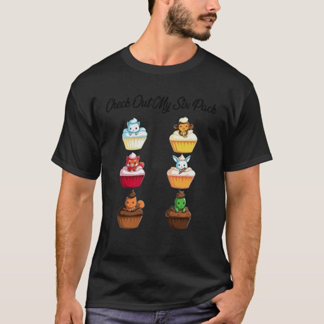 Check Out My Six Pack Cute Cupcakes Yoga Fitness G T-Shirt (Vorderseite)
