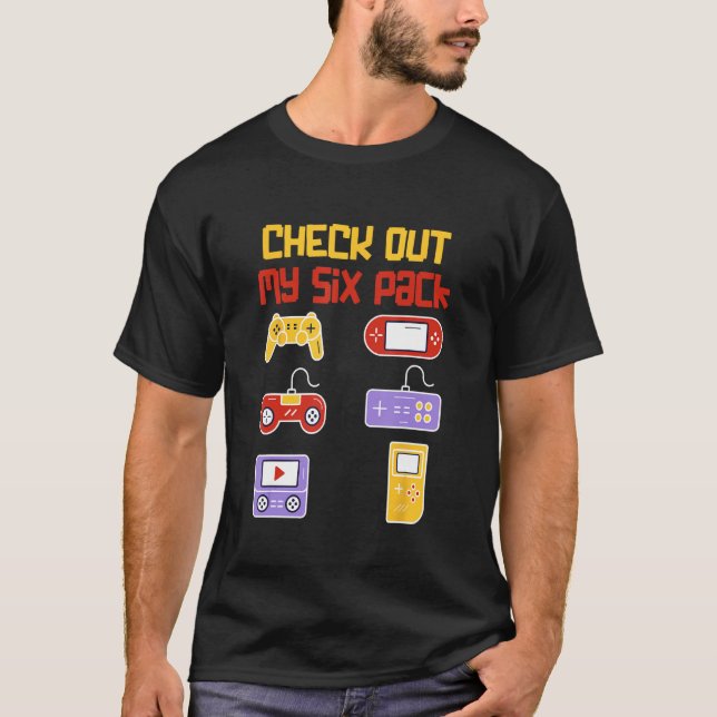 Check Out My Six Pack  Pixel Video Game for Gamers T-Shirt (Vorderseite)
