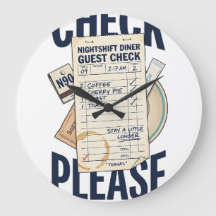 Check Please Retro-Diner-Wanduhr Große Wanduhr