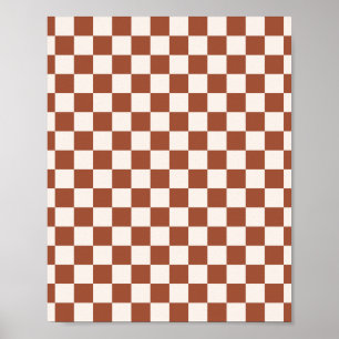Check Rust Checkered Terracotta Checkerboard Poster
