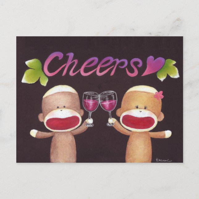 Check Sock Affen Postcard Postkarte (Vorderseite)