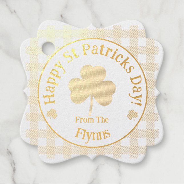 Check St Patricks Shamrock NAME Geschenkanhänger (Vorderseite)