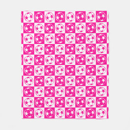 Checkboard Football / Soccer Ball Pattern - Pink   Fleecedecke