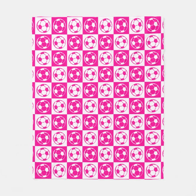 Checkboard Football / Soccer Ball Pattern - Pink   Fleecedecke (Vorderseite)