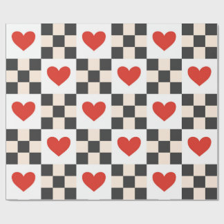 Checkboard Hearts Geschenkpapier