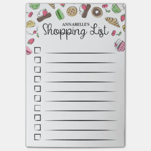 Checkbox-Einkaufsliste für Doodled Desserts Post-it Klebezettel