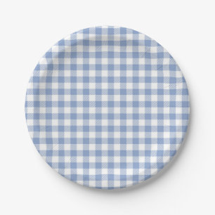 Checked Blue Gingham Classic Pappteller