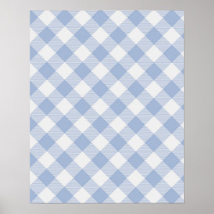 Checked Blue Gingham Classic Poster