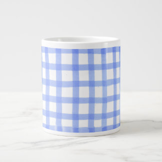 "Checked Blue & White" Jumbo-Tasse für große Tasse