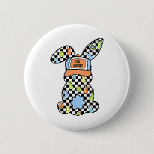 Checked Bunny Oaster Day Coquette Bows Rabbit Ha Button