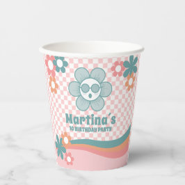 Checked Daisy Birthday Party Paper Cups Pappbecher