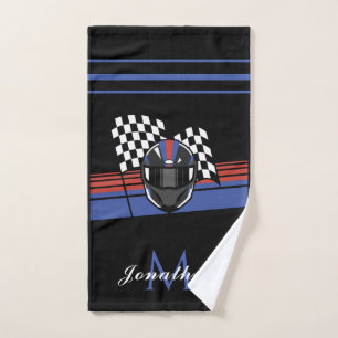 Checked Flag & Helmet Motorrad Individuelle Name C Handtuch