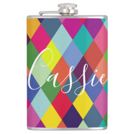 Checked Harlequin Rainbow Thermal Tumbler Flachmann