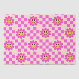 Checked Hot Pink Lächeln Blume mit Quadraten Seidenpapier