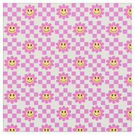 Checked Hot Pink Lächeln Blume mit Quadraten Stoff
