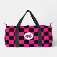 Checked Hot rosa Schwarzes geometrisches Retro Mon