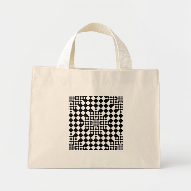 Checked Illusion von Kenneth Yoncich Mini Stoffbeutel (Vorne)