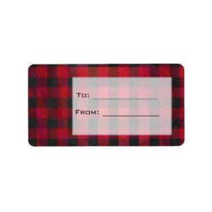 Checked Kariert Red and Black Adressaufkleber