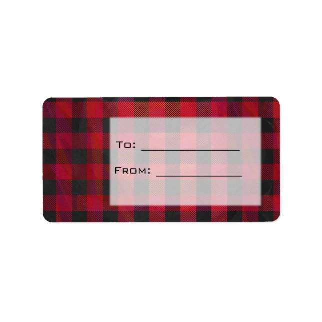 Checked Kariert Red and Black Adressaufkleber (Vorne)