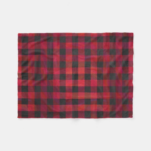 Checked Kariert Red and Black Fleecedecke (Vorderseite (Horizontal))
