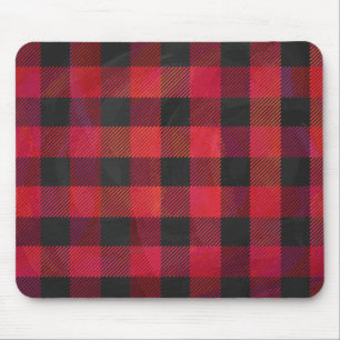 Checked Kariert Red and Black Mousepad