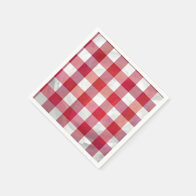 Checked Kariert Red and White Serviette (Ecke)