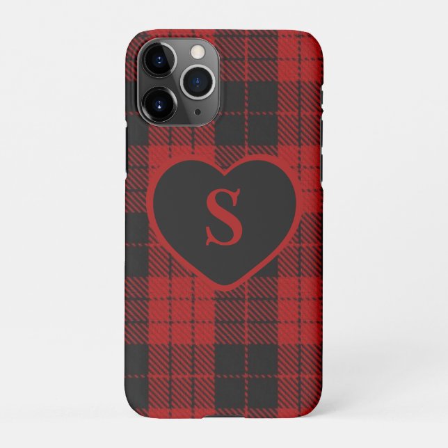 Checked Monogram Christmas Red Buffalo Kariert iPhone Hülle (Rückseite)