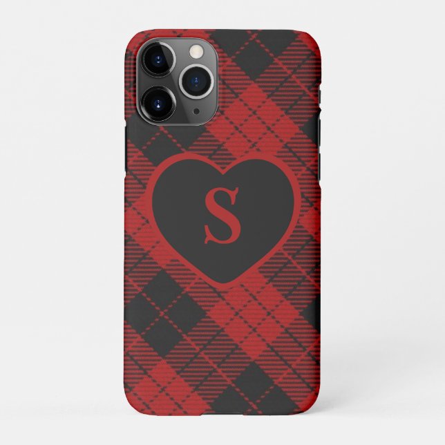 Checked Monogram Christmas Red Buffalo Kariert iPhone Hülle (Rückseite)