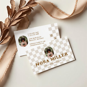 Checked Pattern Social Media Influencer-Foto Visitenkarte