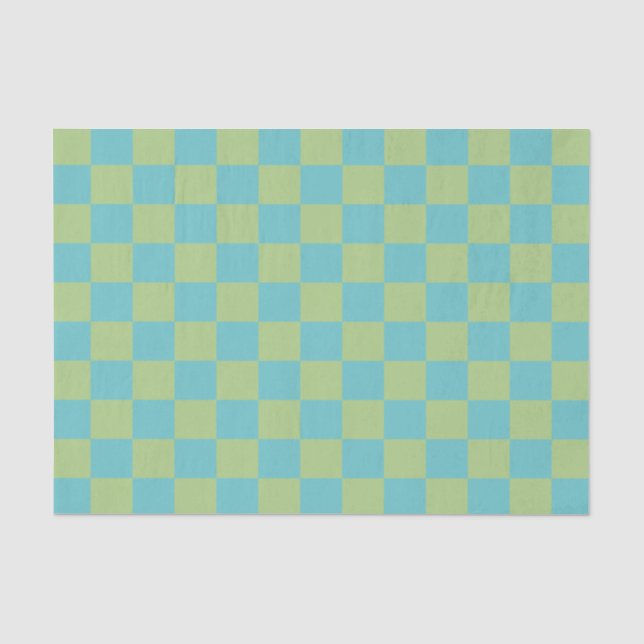 Checked Patterns für Karton in blau und grün   Seidenpapier (Vorderseite)