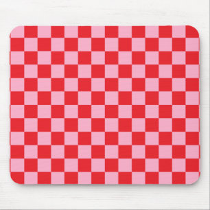 Checked Rosa und Rot Mousepad