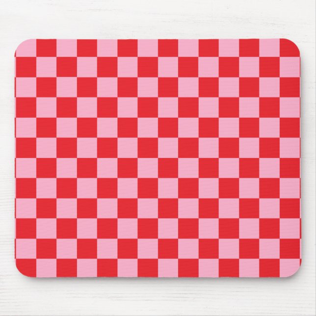 Checked Rosa und Rot Mousepad (Vorne)