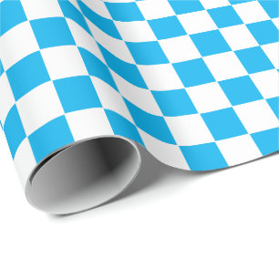 Checked Sky Blue and White Wrapping Paper Geschenkpapier