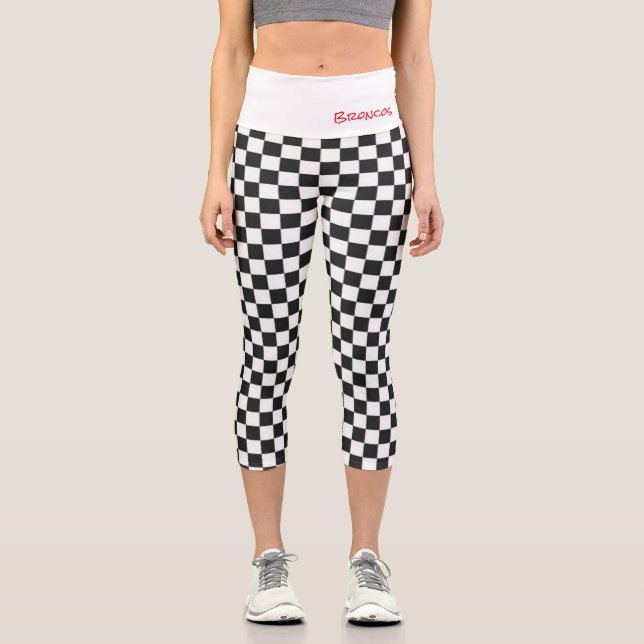 Checked Team Sports Athlete Fans School Name Capri Leggings (Vorderseite)