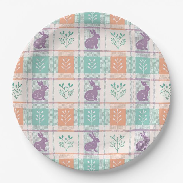 Checker Karierter Ostern Pappteller (Vorderseite)