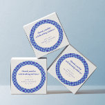 Checkerboard Blue Custom Bridal Shower Thank You Runder Aufkleber<br><div class="desc">Abstract Checkered Art Royal Cobalt Blue Custom Bridal Shower Thank You Classic Round Sticker</div>