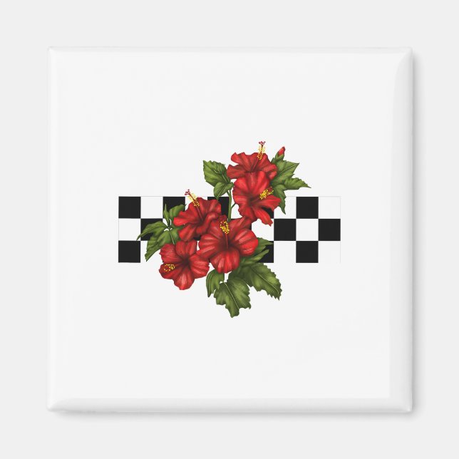 Checkerboard für den tropischen Hibiskus Magnet (Vorne)