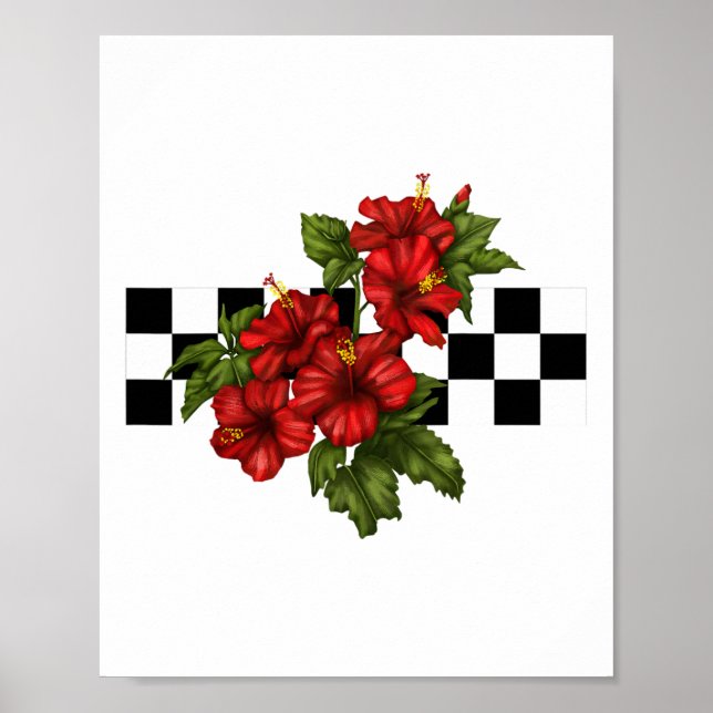 Checkerboard für den tropischen Hibiskus Poster (Vorne)