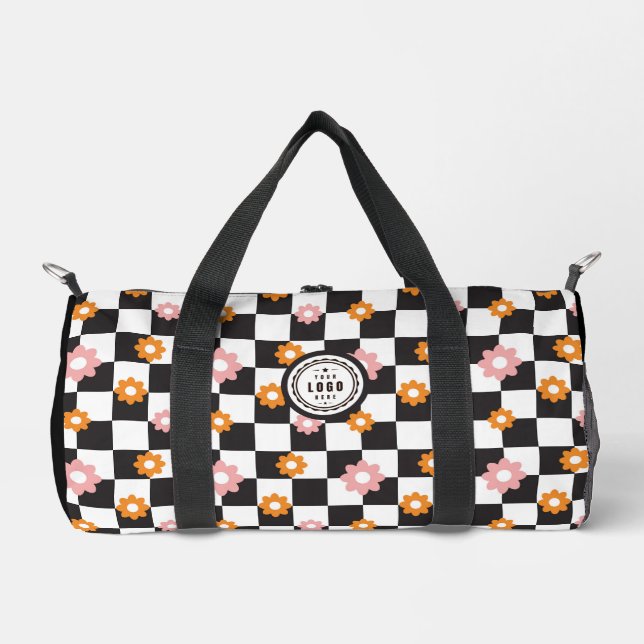 Checkerboard für die eigene Blume hinzufügen Duffle Bag (Vorderseite)