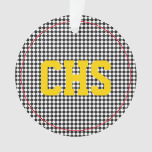 Checkerboard INITIALS School Colors Sportteam Ornament