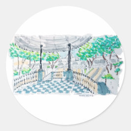 Checkerboard Kiosk Park View Runder Aufkleber