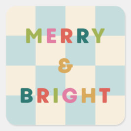 Checkerboard Merry & Bright Christmas Sticker