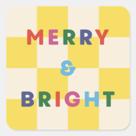 Checkerboard Merry & Bright Christmas Sticker