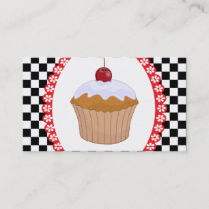 Checkerboard Muffin Bakery Business Card Visitenkarte