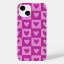 Checkerboard Pink Heart Muster Handy Case