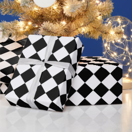 Checkerboard-Quadrate für Schwarz-Weiß-Diamant-Mus Geschenkpapier