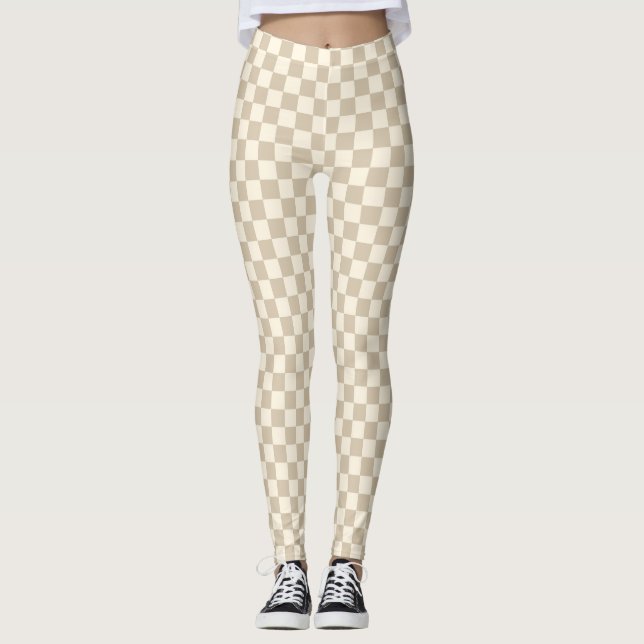 Checkerd taupe Leggings (Vorderseite)