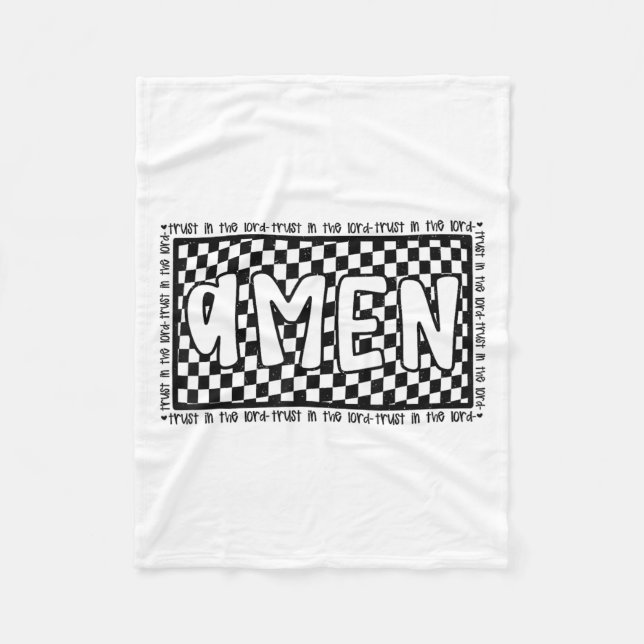 Checkered Amen Vintage Jesus Bible Verse Christian Fleecedecke (Vorderseite)