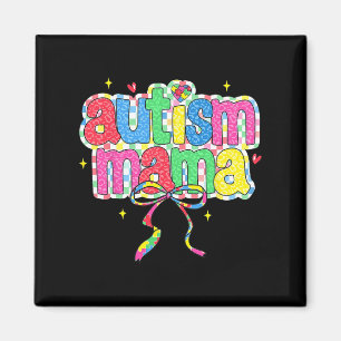 Checkered Autism Mama Coquette Bow Autism Awarenes Magnet